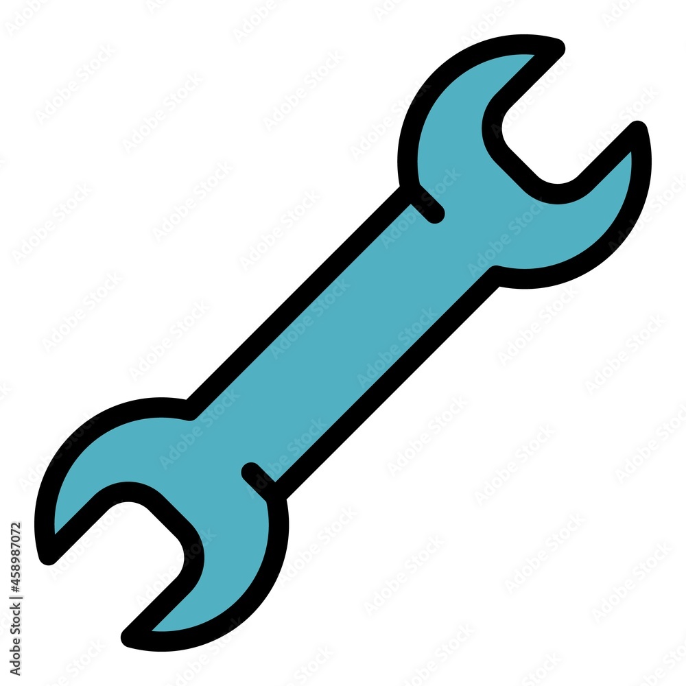 Poster fix wrench icon. outline fix wrench vector icon color flat isolated