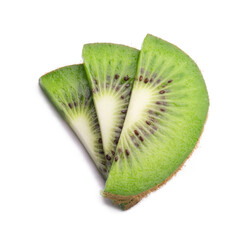 Plakat Sweet juicy kiwi slices isolated on white background. Fresh fruits.