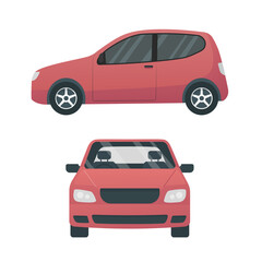 Red car concept. Colored vector flat illustration. Isolated on white background.
