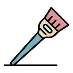 Plastic hair dye brush icon. Outline plastic hair dye brush vector icon color flat isolated