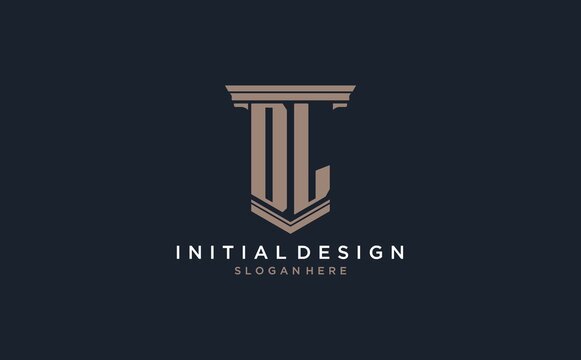 DL initial logo with pillar style, luxury law firm logo design ideas