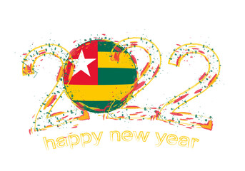 Happy New 2022 Year with flag of Togo.