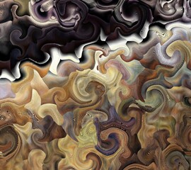 intricate and detailed patterns and turbulent distortion design in bronze copper and silver grey colours