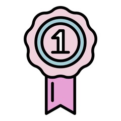 Pet first place medal icon. Outline pet first place medal vector icon color flat isolated