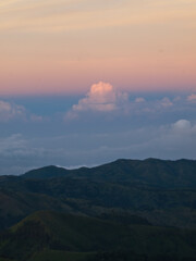 Sunrise over mountains in Bromo area