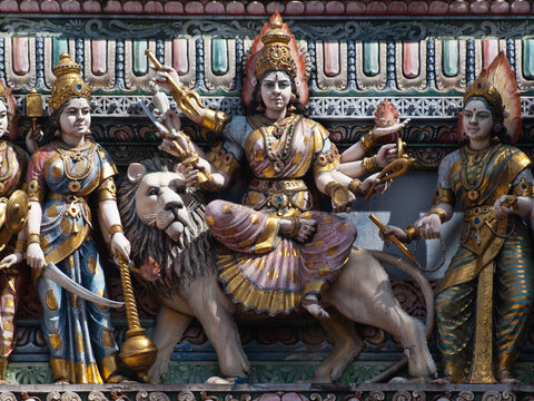Sri Veeramakaliamman temple gopuram colorful sculptures