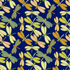 Vector pattern dragonfly. Beautiful dragonflies. For printing on fabric.
