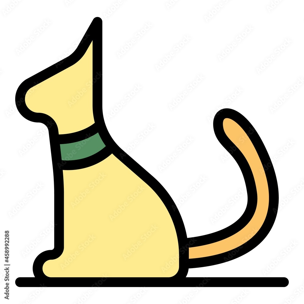 Poster cat side view icon. outline cat side view vector icon color flat isolated