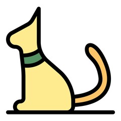 Cat side view icon. Outline cat side view vector icon color flat isolated