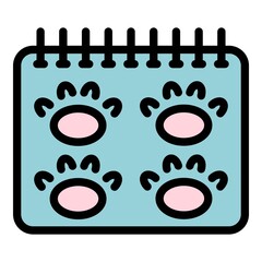 Vet calendar icon. Outline vet calendar vector icon color flat isolated