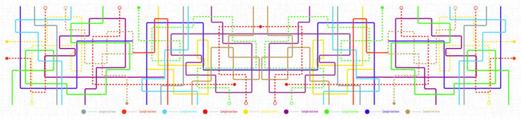 Metro map tube subway scheme. City transportation vector complex grid. Underground map. DLR and Crossrail map design template. Live strokes included. Educational puzzle game style connect the dots.