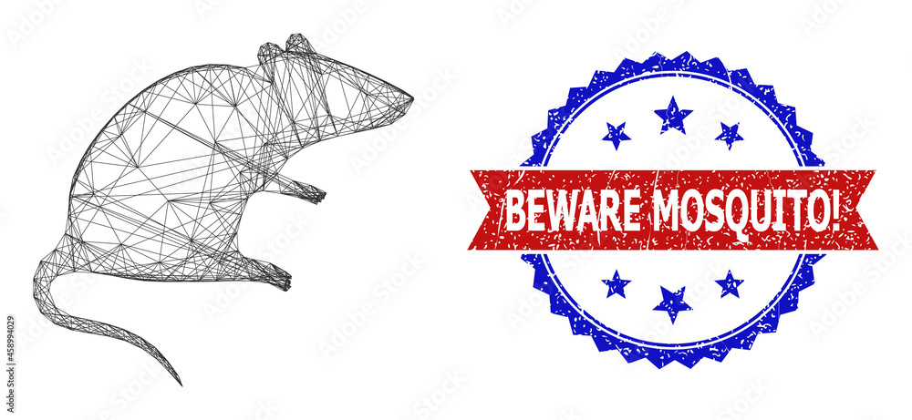 Poster mesh net rat model illustration, and bicolor dirty beware mosquito! watermark. flat mesh created fro