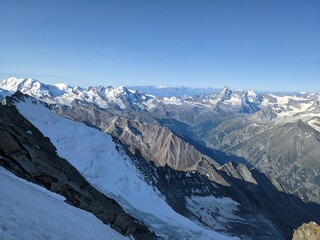 beautiful view of the valais alps with the world-famous matterhon above zermatt. mountaineering on the mountain dom