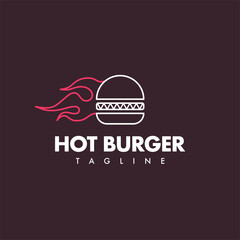Hot burger. Logo template.
