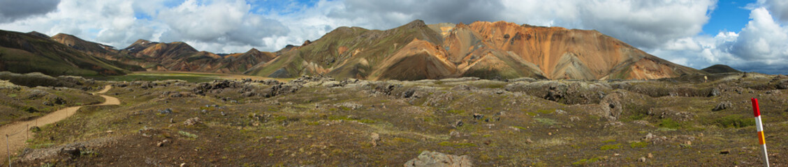Colorful rocks on Laugar-loop trail in Landmannalaugar, Iceland, Europe
