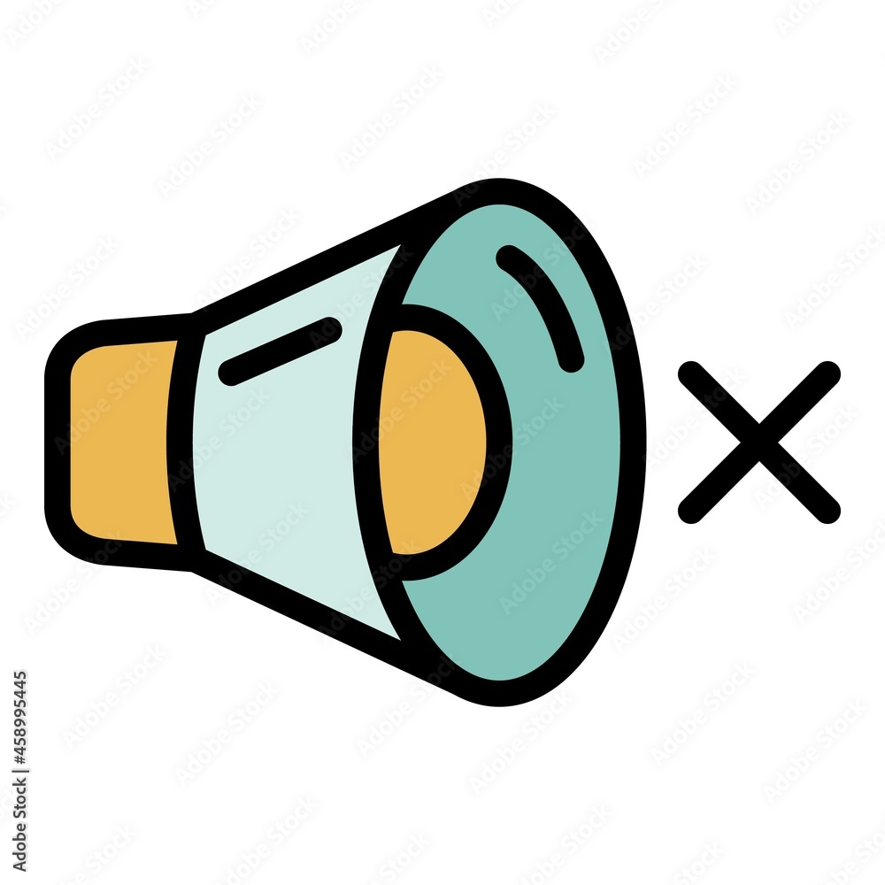Poster megaphone and cross icon. outline megaphone and cross vector icon color flat isolated