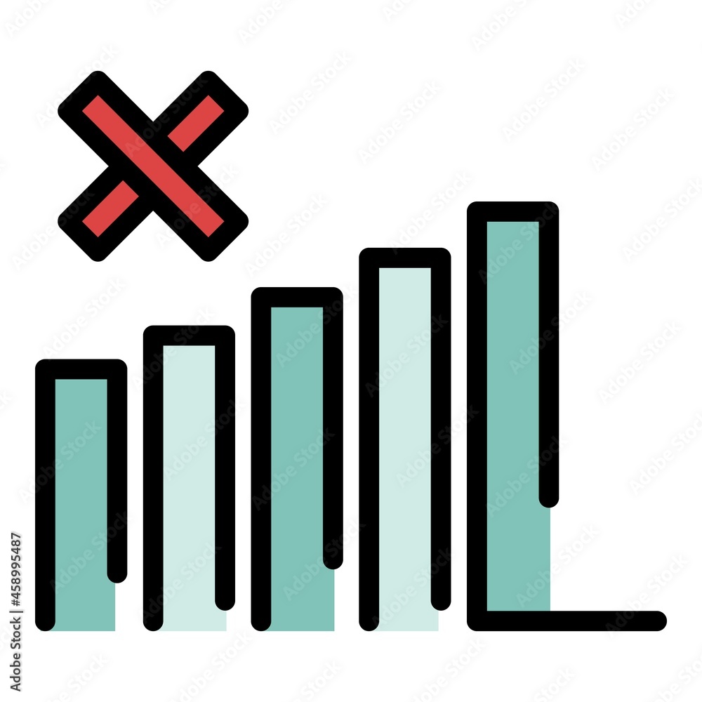 Poster no mobile network icon. outline no mobile network vector icon color flat isolated