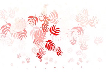 Fototapeta na wymiar Light Red vector abstract backdrop with leaves.