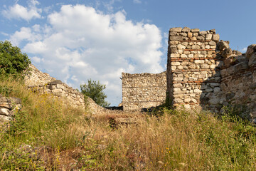 Typical street and old houses in historical town of Melnik, Bulgaria