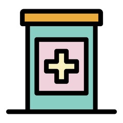 Obraz premium Pills jar icon. Outline pills jar vector icon color flat isolated