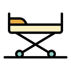 Hospital bed icon. Outline hospital bed vector icon color flat isolated