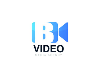 Initial letter b video conference and chat video logo