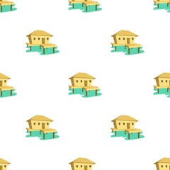 Tropical house pattern seamless background texture repeat wallpaper geometric vector