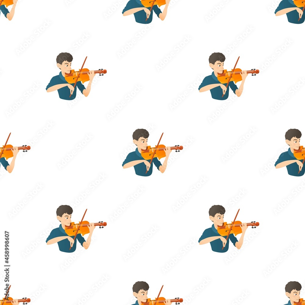 Poster man plays on violin pattern seamless background texture repeat wallpaper geometric vector