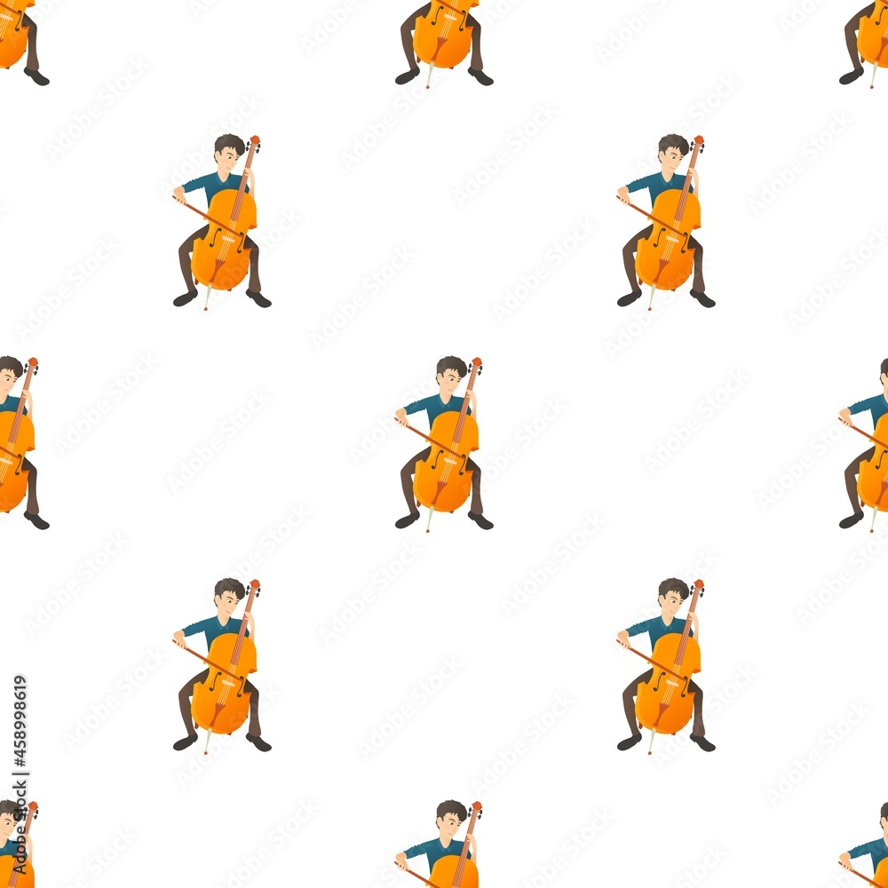 Poster man plays on cello pattern seamless background texture repeat wallpaper geometric vector