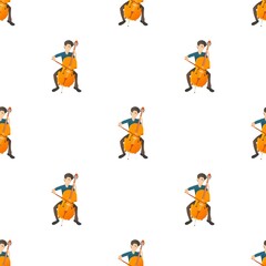 Man plays on cello pattern seamless background texture repeat wallpaper geometric vector © ylivdesign