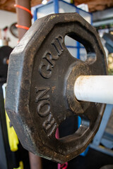 close up of a dumbbell weights
