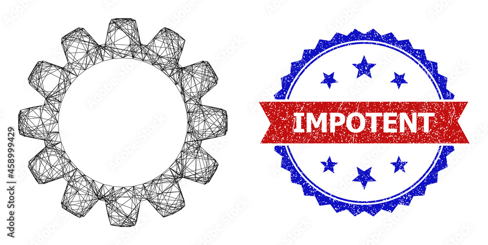 Aufkleber crossing mesh cog model illustration, and bicolor scratched impotent watermark. flat model created f