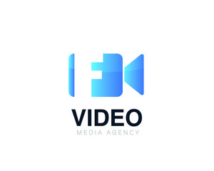 Initial letter f video conference and chat video logo