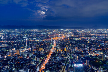 Obraz premium [大阪府]あべのハルカスからの大阪市街の夜景