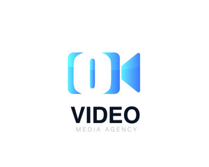 Initial letter o video conference and chat video logo