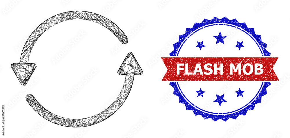 Poster network update arrows framework illustration, and bicolor grunge flash mob seal. flat framework crea