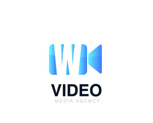 Initial letter w video conference and chat video logo