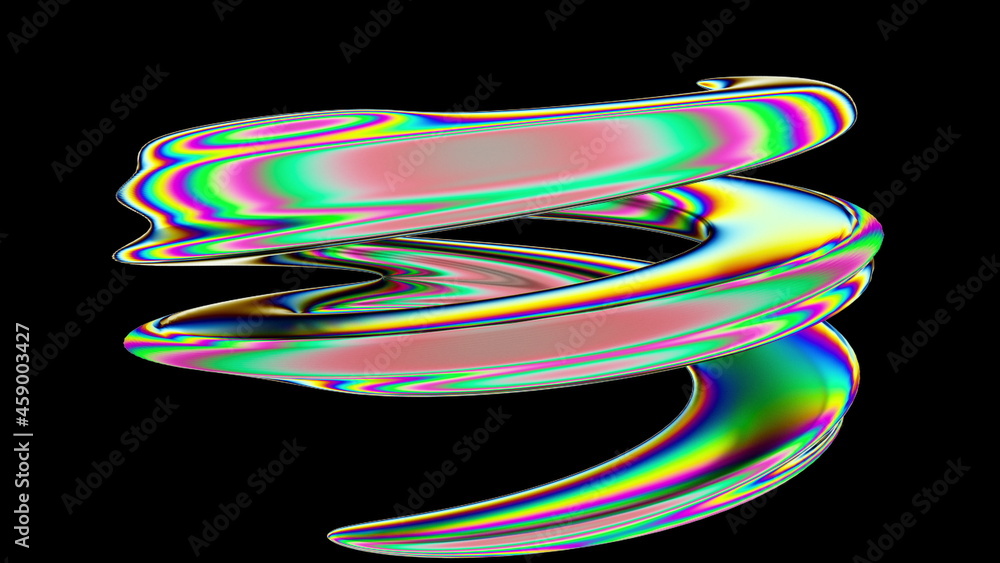 Aufkleber bright spinning spiral in 3d render digital space. graphic curved lines in illusory futuristic vorte