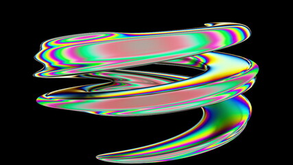 Bright spinning spiral in 3d render digital space. Graphic curved lines in illusory futuristic vortex. Twisted stripes in dynamic wavy dance. Element for creative splash and presentation