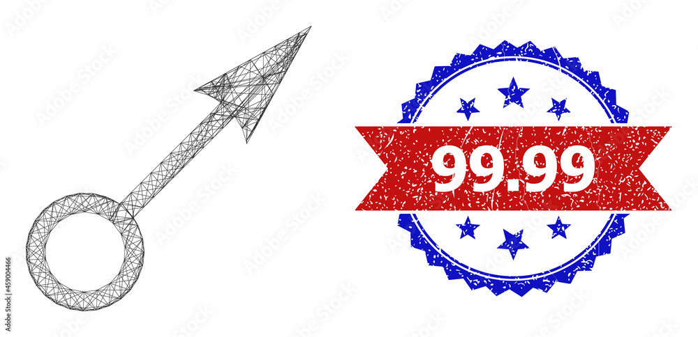 Poster net point direction carcass icon, and bicolor rubber 99.99 watermark. flat mesh created from point d