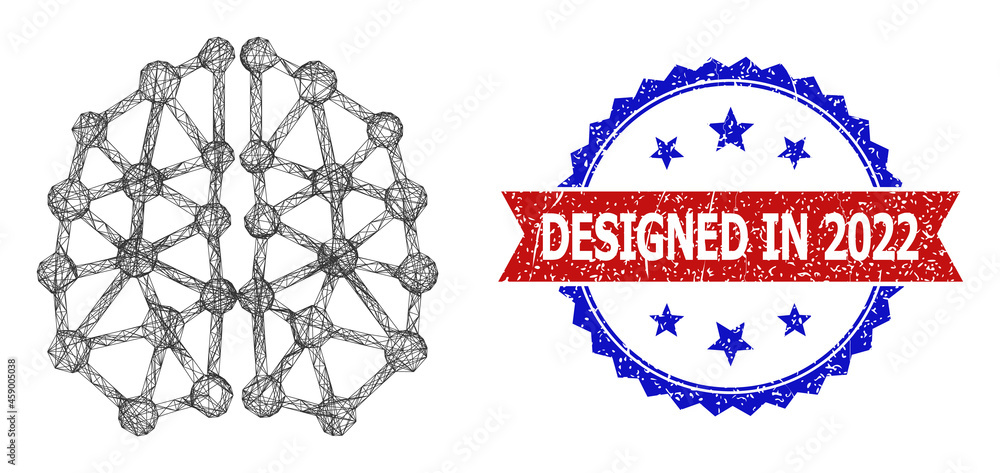 Poster net ai structure frame icon, and bicolor unclean designed in 2022 seal stamp. flat carcass created f