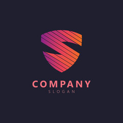 Simple Shield Letter S logo. Luxury Secure Logo Design Vector Template Element.