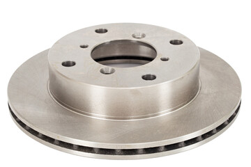 Ventilated car brake disc, isolated on white background