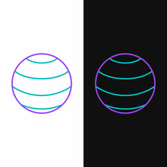 Line Fitness ball icon isolated on white and black background. Gym ball. Colorful outline concept. Vector