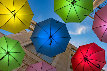 red and yellow umbrellas