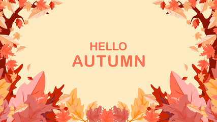 autumn leaves frame cover. seasonal thanksgiving background. vector illustration