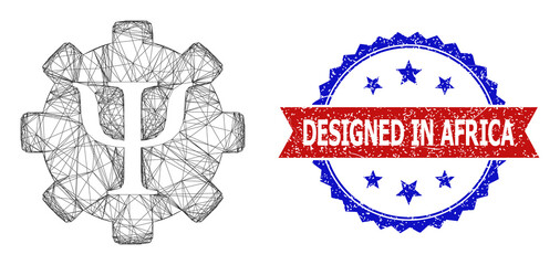 Crossing mesh Psychology techniques carcass icon, and bicolor unclean Designed in Africa watermark. Flat framework created from Psychology techniques pictogram and intersected lines.