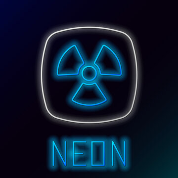Glowing neon line Radioactive icon isolated on black background. Radioactive toxic symbol. Radiation hazard sign. Colorful outline concept. Vector
