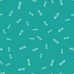 Green Candy icon isolated seamless pattern on green background. Vector