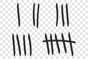 Tally mark count Prison wall sticks lines counter Vector illustration hash marks icons jail Desert island lost day Tally numbers counting in slash lines Abstract graphic isolated mathematical element